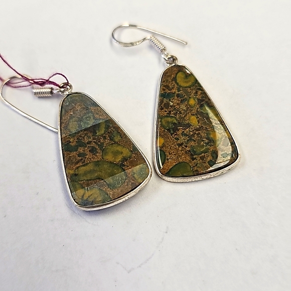Sterling silver Camouflage jasper earrings - Picture 4 of 4